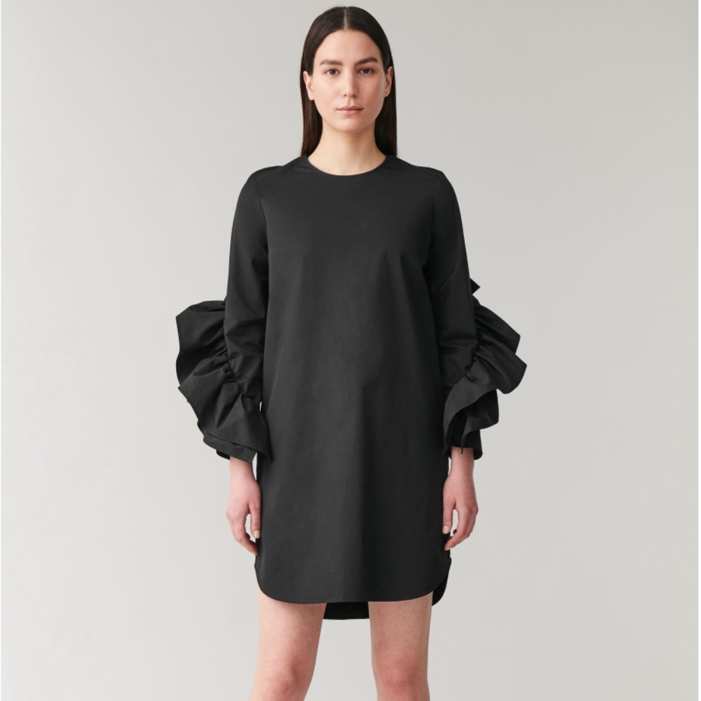 COS Black Dress with Ruffle Sleeves sz 4
